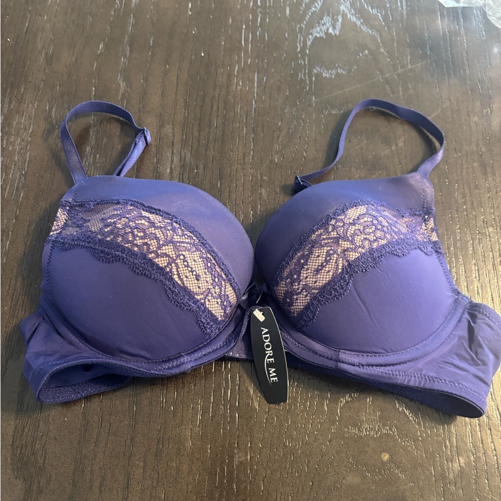 Adore Me,  Dark Purple Lace Bra Size:34B